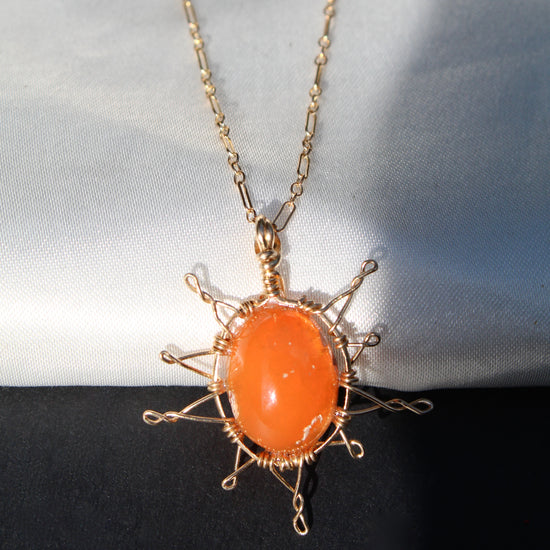Fire Opal Sunray Necklace