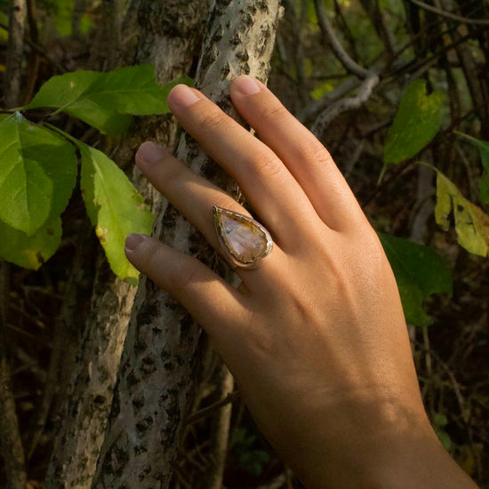 Dendritic Golden Healer Quartz Sunlight Ring