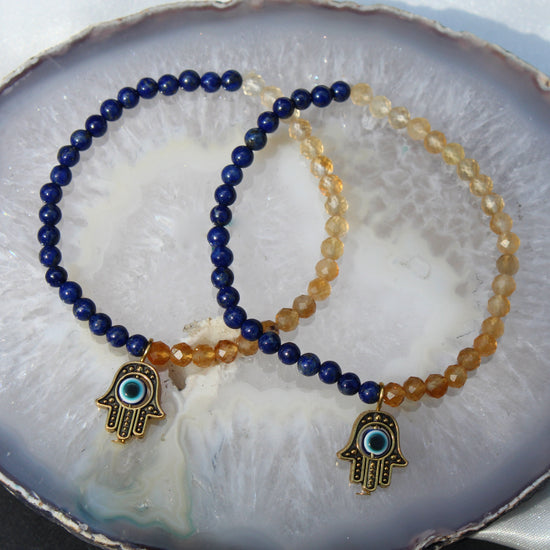 Citrine and Lapis Lazuli Evil Eye Bracelet