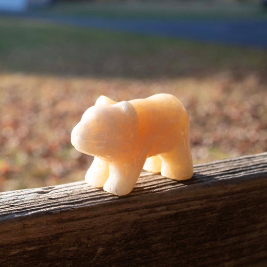 Yellow Calcite Bear Carving