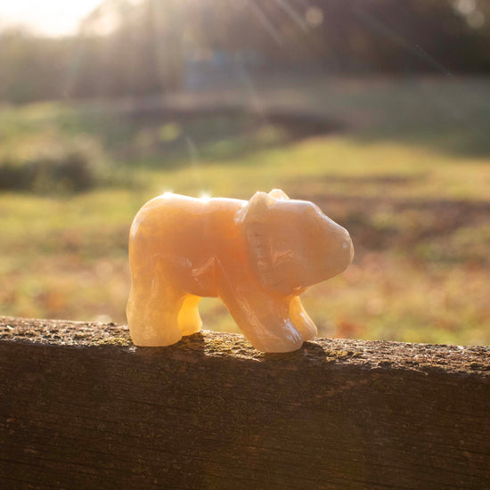 Yellow Calcite Bear Carving