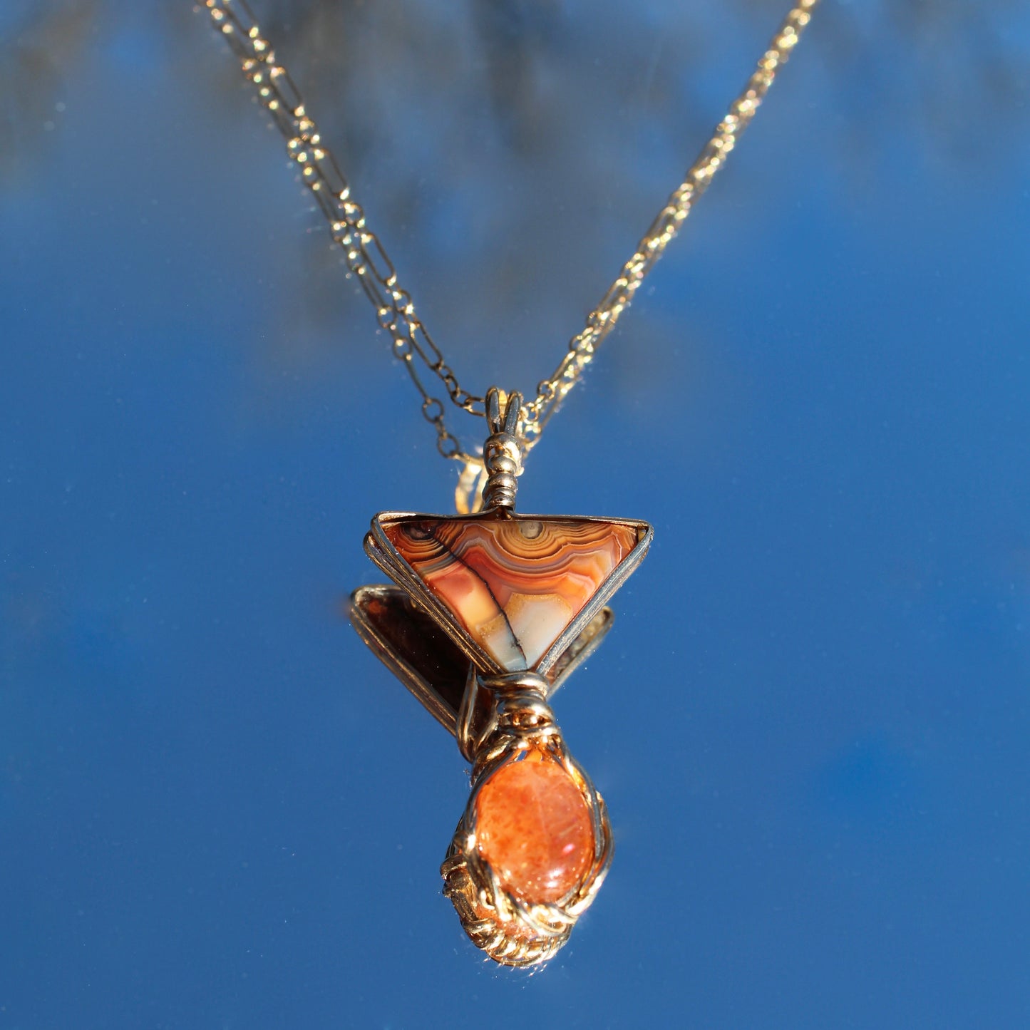 Load image into Gallery viewer, Crazy Lace Agate &amp;amp; Sunstone Necklace
