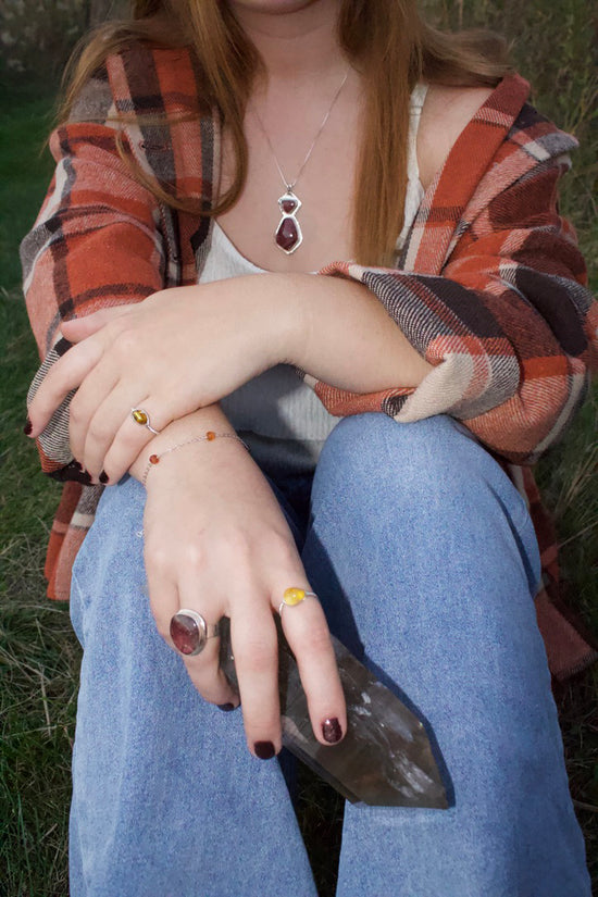 Hessonite Garnet Dainty Bracelet