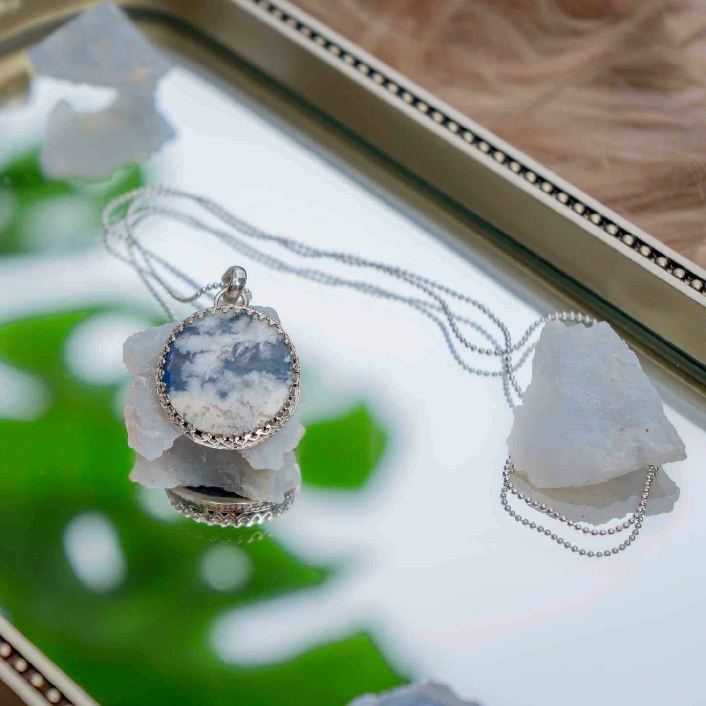 Sky Plume Agate In The Clouds Necklace