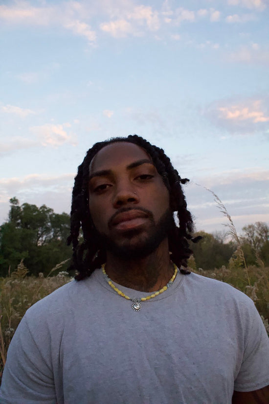 Golden Amber and Aquamarine Sun Necklace