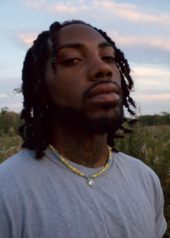 Golden Amber and Aquamarine Sun Necklace