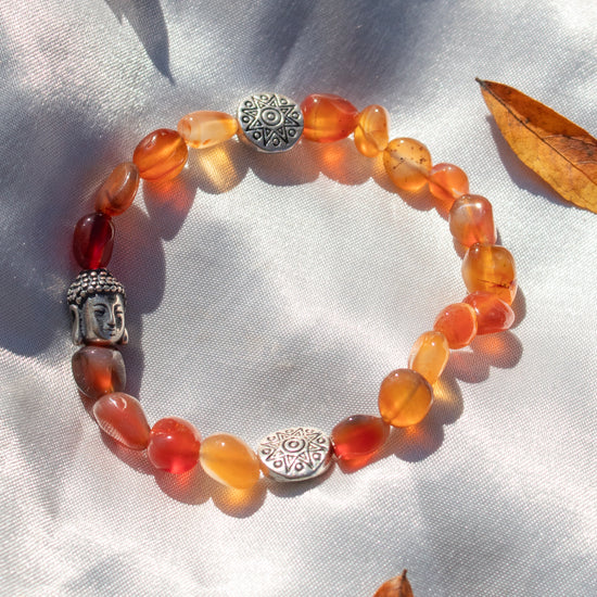 Carnelian Buddha Pebble Bracelet