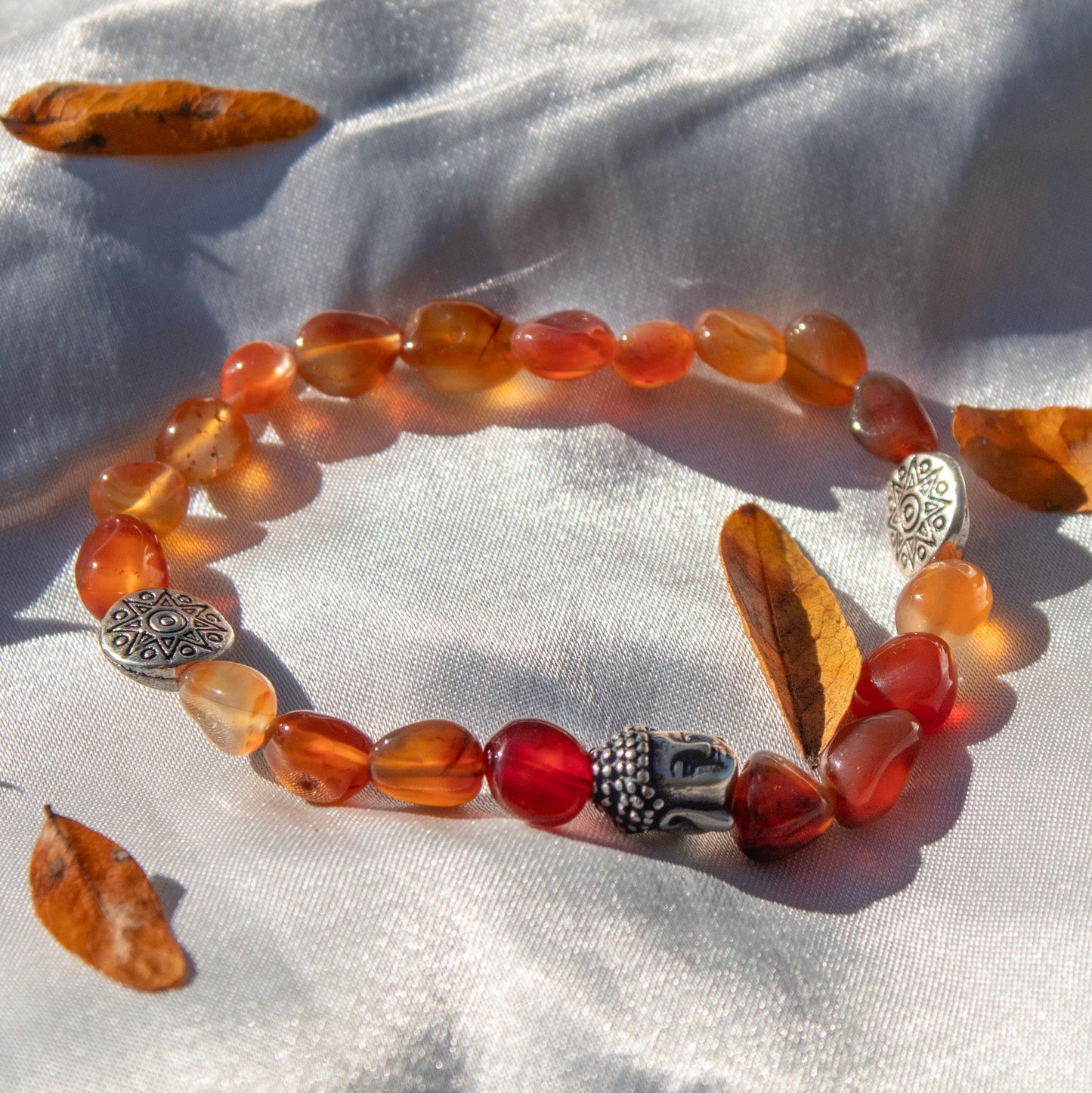 Carnelian Buddha Pebble Bracelet