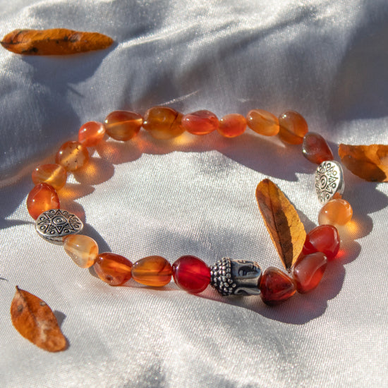 Carnelian Buddha Pebble Bracelet