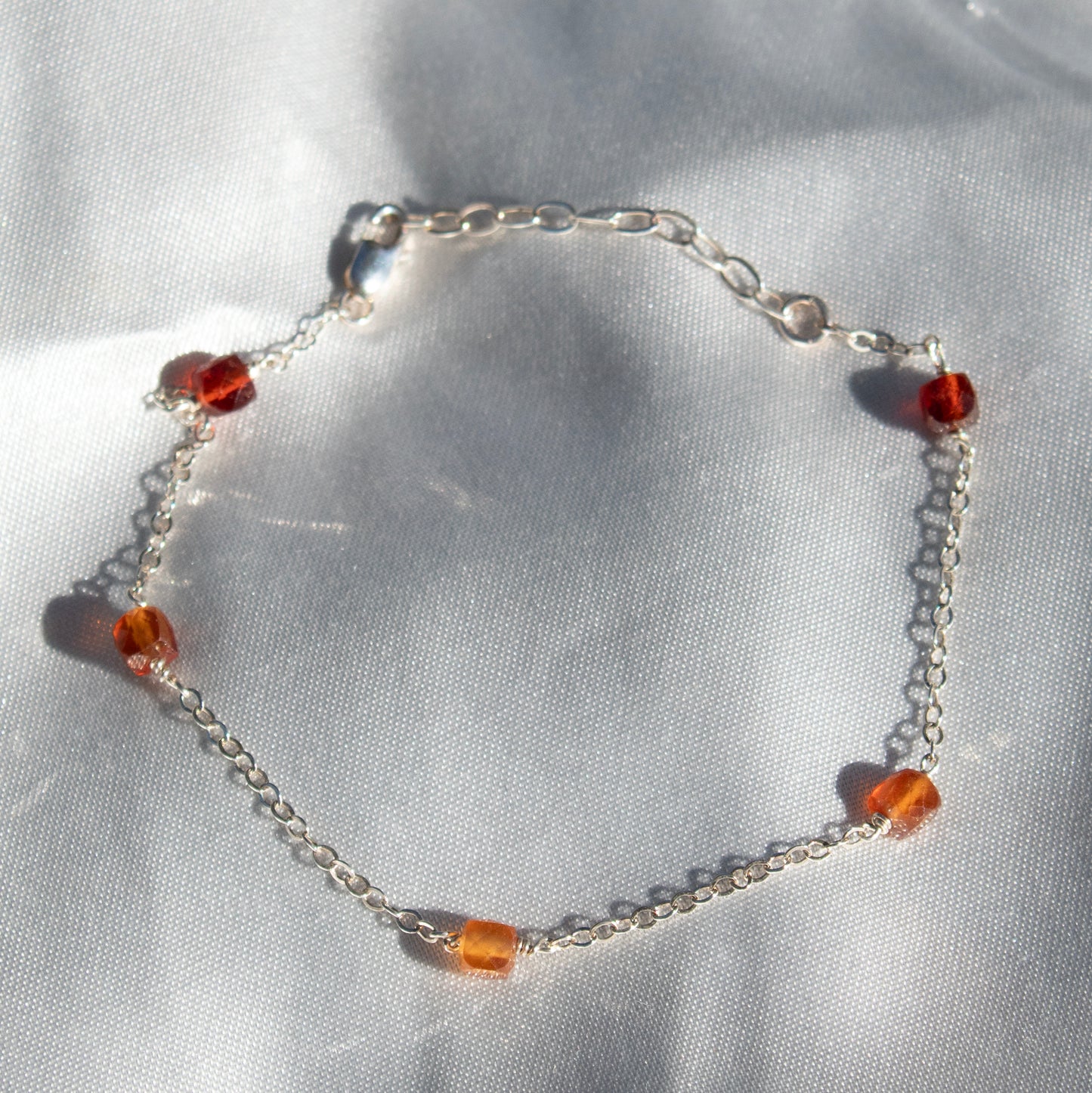 Hessonite Garnet Dainty Bracelet