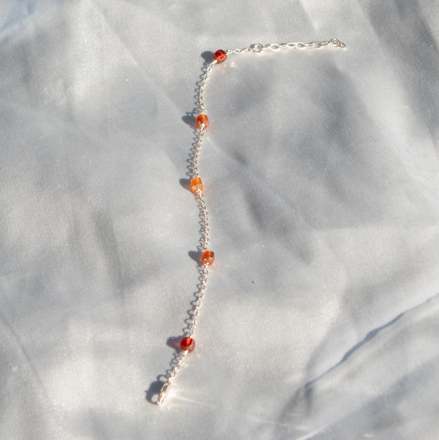 Hessonite Garnet Dainty Bracelet