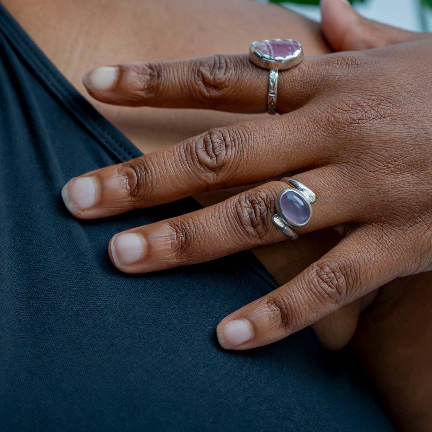Purple Chalcedony Orbit Ring