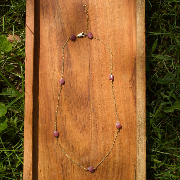 Pink Tourmaline Pebble Necklace