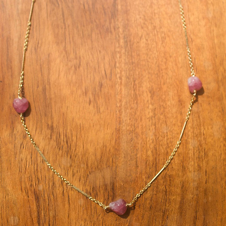Pink Tourmaline Pebble Necklace
