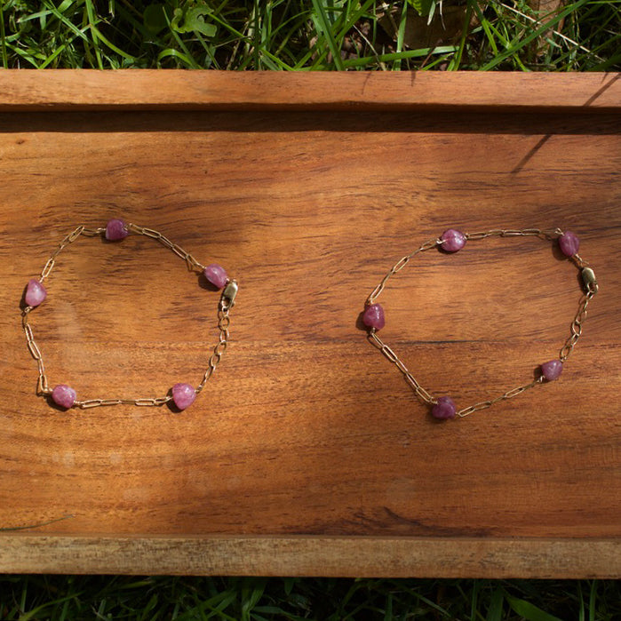 Pink Tourmaline Gold Dainty Bracelet